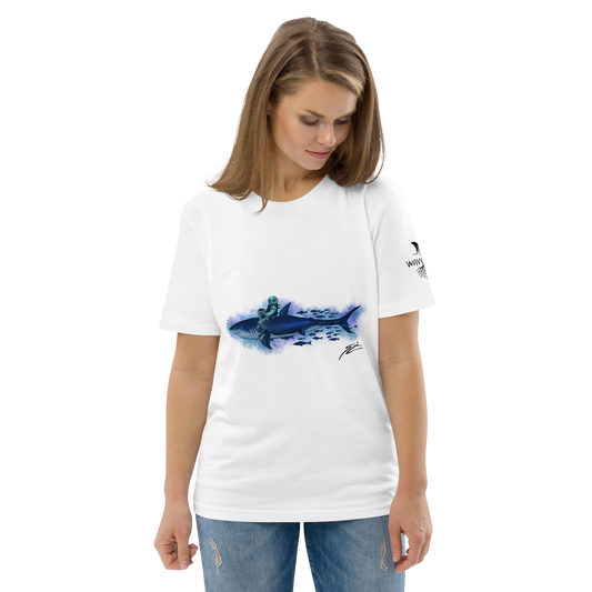 Shark Rider - White Unisex T-Shirt