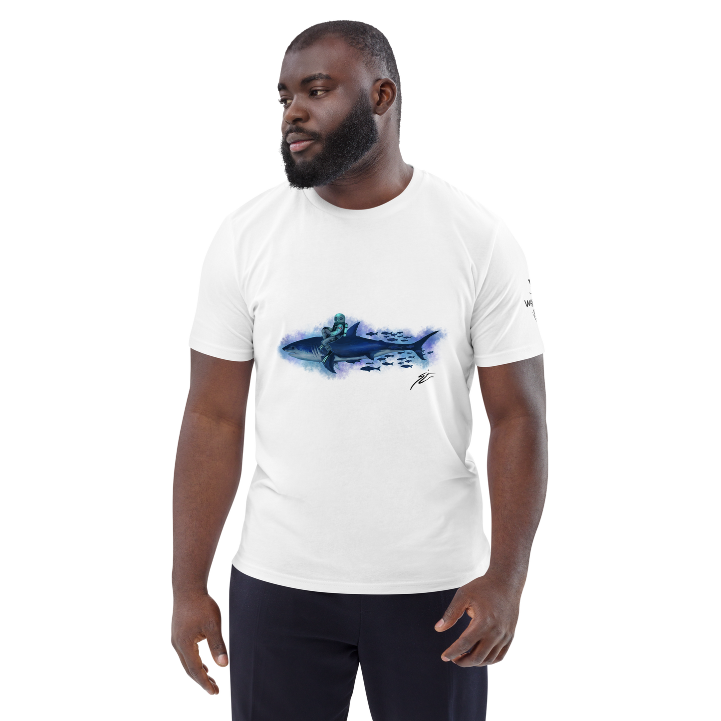 Shark Rider - White Unisex T-Shirt