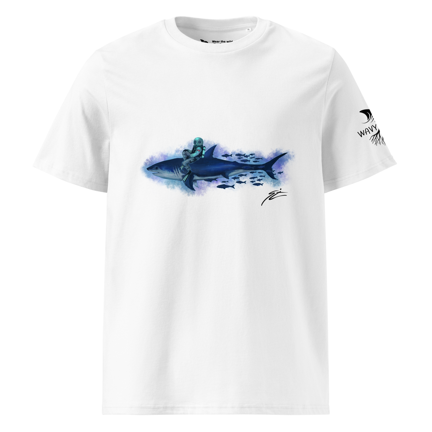 Shark Rider - White Unisex T-Shirt