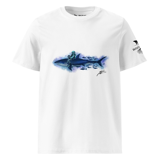 Shark Rider - White Unisex T-Shirt